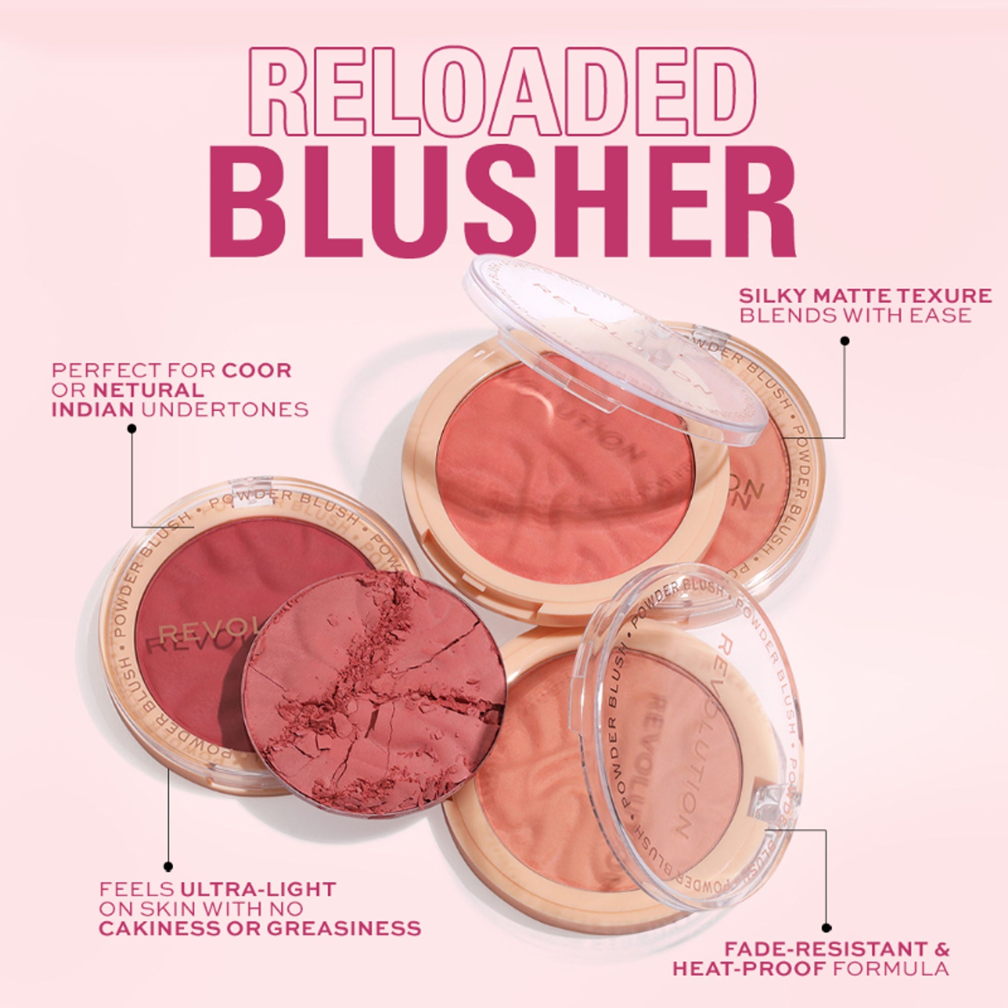 Makeup Revolution Blusher Reloaded - Pink Lady - Distacart