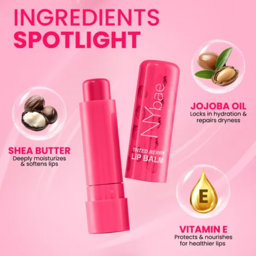 NY Bae Tinted Berry Lip Balm - Soft, Plump & Natural Red Tint - Distacart