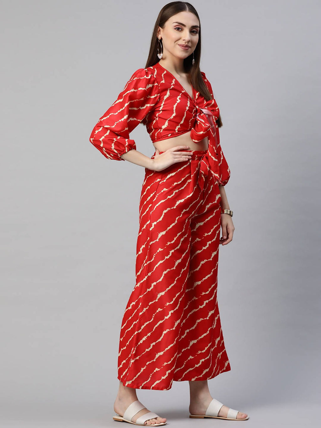 Myshka Women Red Printed Full Sleeve V Neck Dress - Distacart