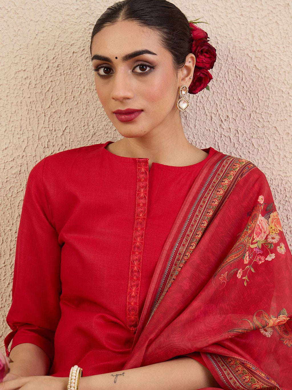 Indo Era Women Solid Kurta with Pyjama & Dupatta - Distacart