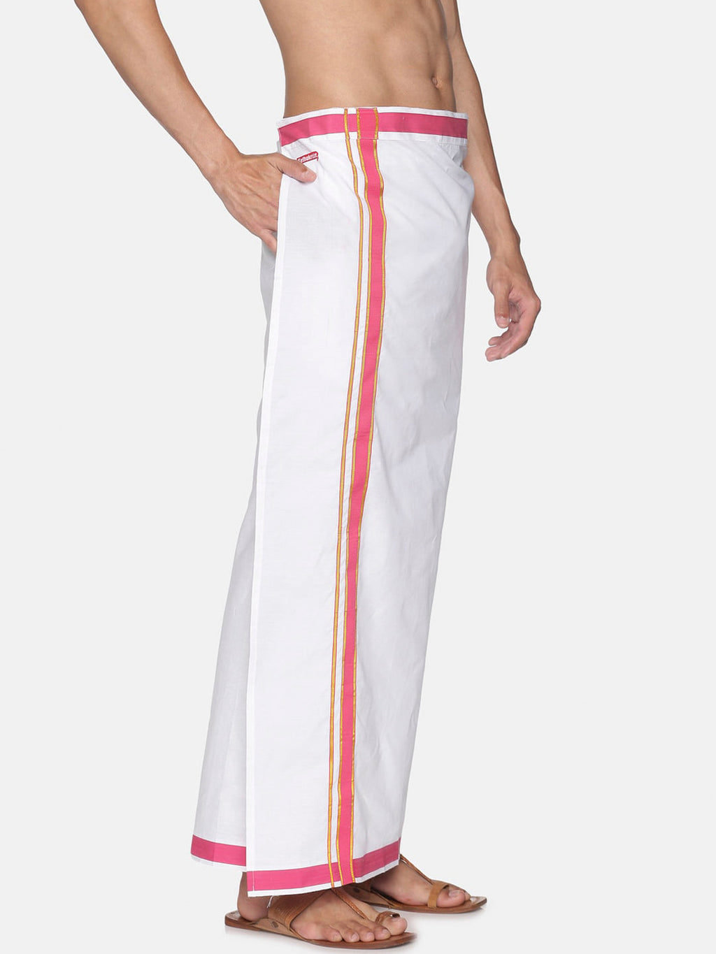 Sethukrishna Men Pack Of 2 White Solid Cotton Readymade Dhoti - Distacart