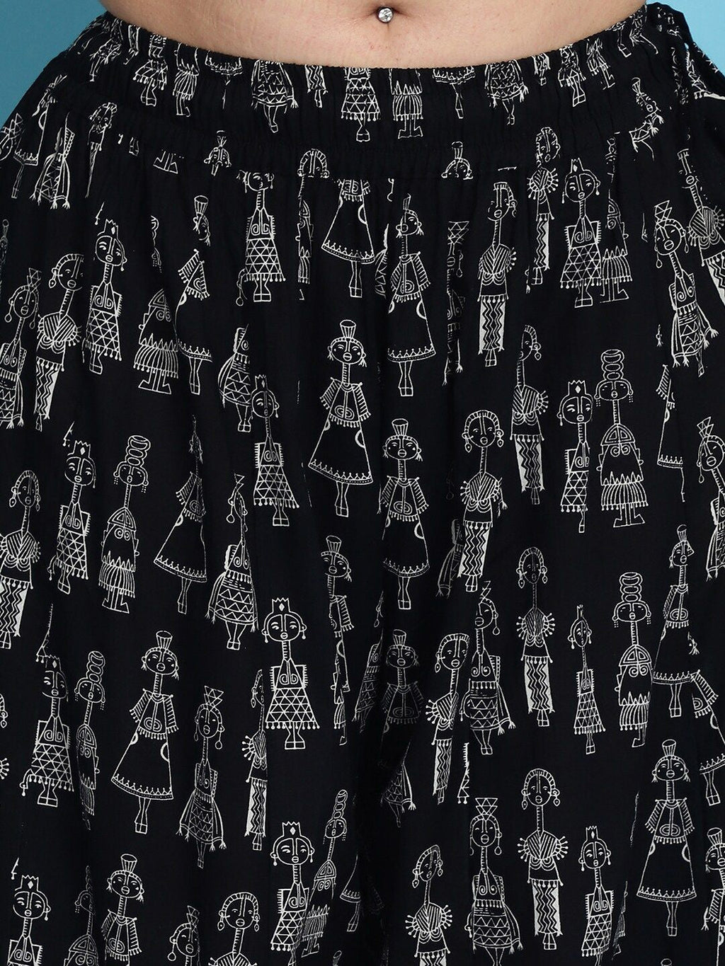 TAG 7 Ethnic Motifs Printed Pure Cotton Flared Ethnic Palazzo