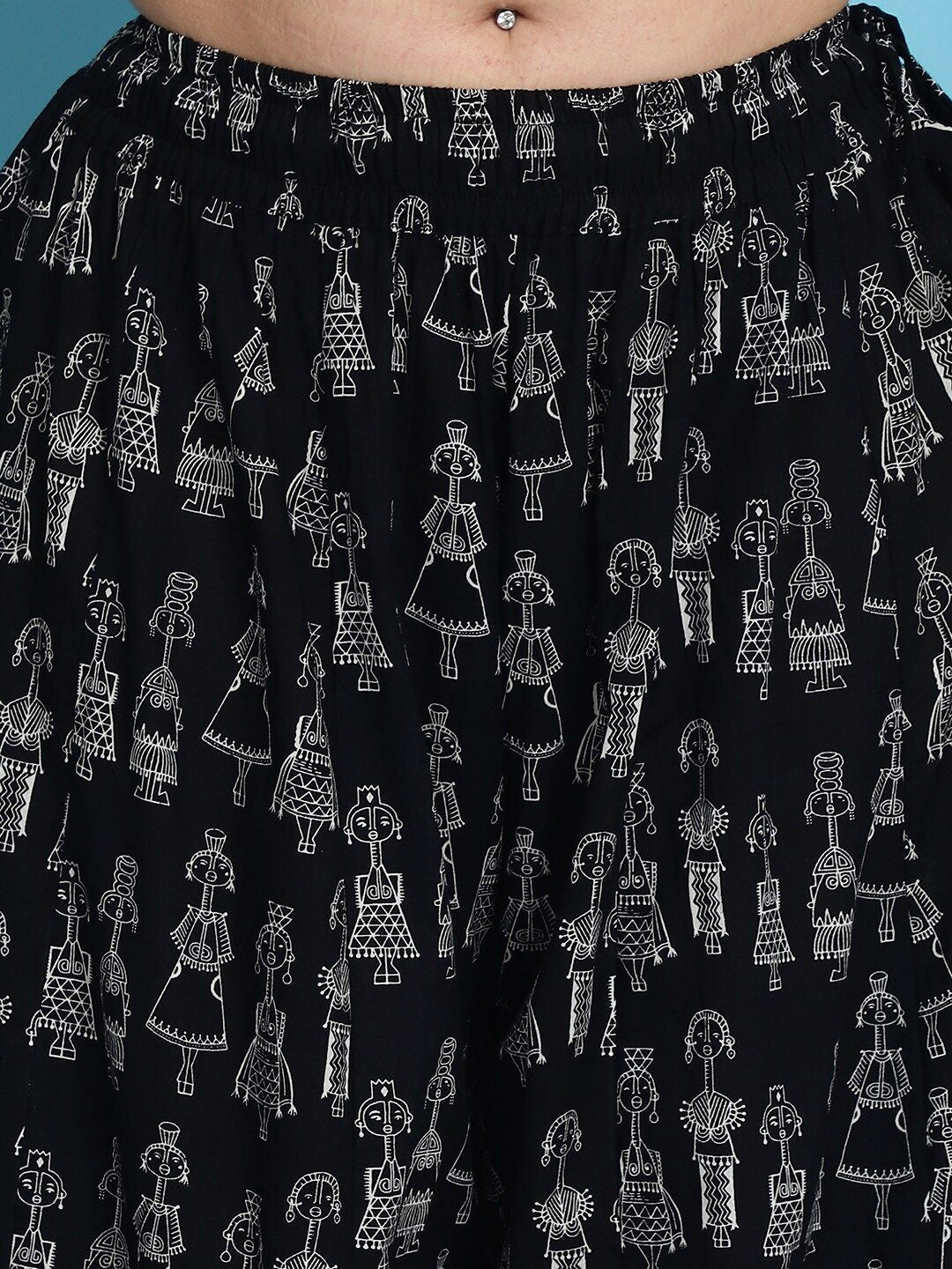 TAG 7 Ethnic Motifs Printed Pure Cotton Flared Ethnic Palazzo