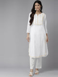 ADA Ethnic Motifs Chikankari Embroidered Cotton Kurta