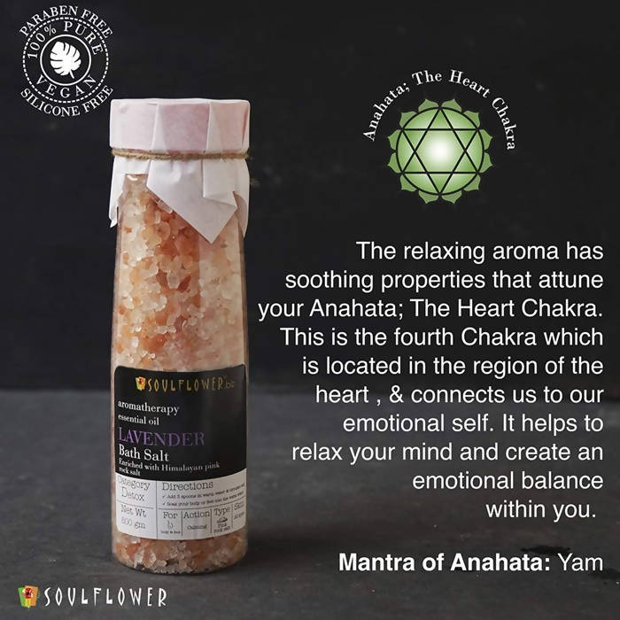 Soulflower Aromatherapy Essential Oil Lavender Bath Salt Enriched With Himalayan Pink Rock Salt