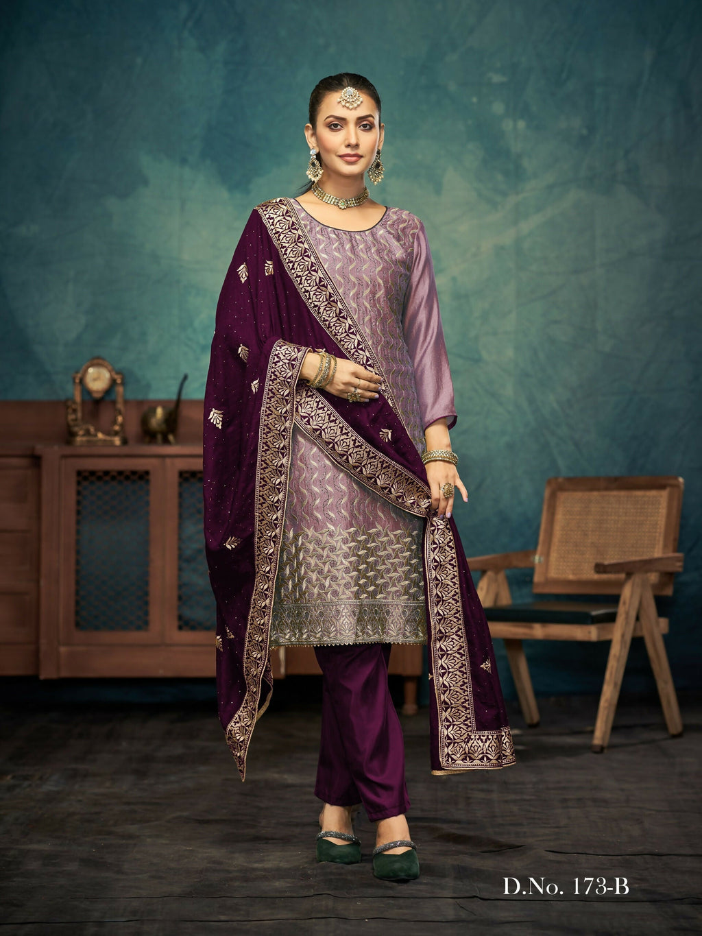 Anaita Light Purple Premium Embroidered with servos waki diamond Vichitra Silk Stitched Salwar Suit - Distacart