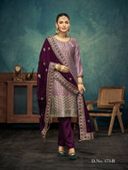 Anaita Light Purple Premium Embroidered with servos waki diamond Vichitra Silk Stitched Salwar Suit - Distacart