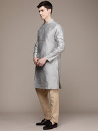 House of Pataudi Ethnic Motifs Embroidered Thread Work Angrakha Rozana Kurta