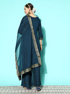 Sangria Women Floral Yoke Design Regular Kurta with Palazzos & With Dupatta