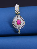 Yellow Chimes Women Gold-Plated American Diamond Pink & White Studded Handcrafted Maang Tikka - Distacart