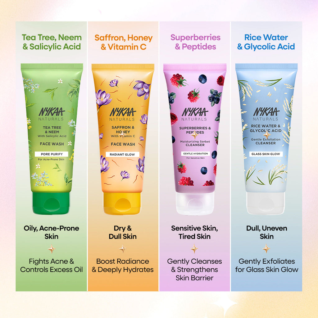 Nykaa Anti-Acne Face Wash With Salicylic Acid, Tea Tree & Neem - For Oily & Acne Prone Skin - Vitamin C Saffron Honey