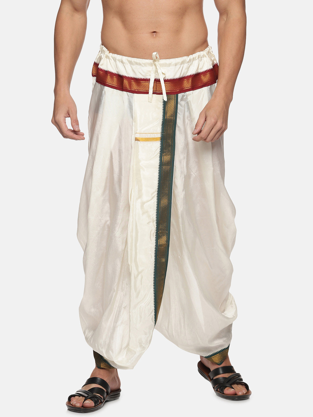 Sethukrishna Men Cream Solid Dhoti Pant - Distacart
