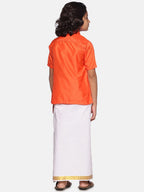 Sethukrishna Boys Orange & White Shirt with Dhoti