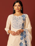 Indo Era Paisley Embroidered Thread Work Pure Cotton Kurta With Trousers And Dupatta - Distacart