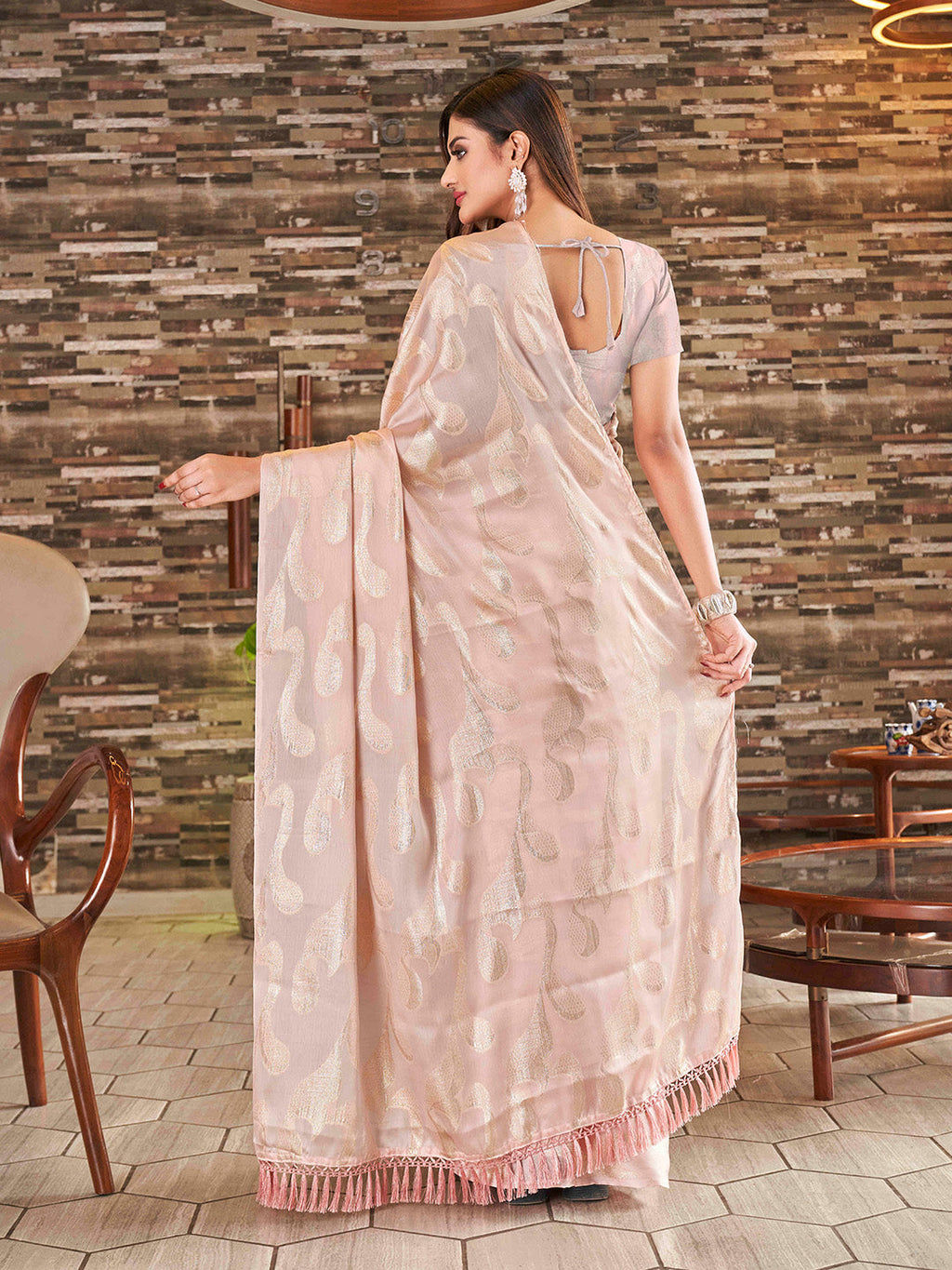 Tikhi Imli Woven Design Satin Jacquard Ready to Wear Saree - Distacart
