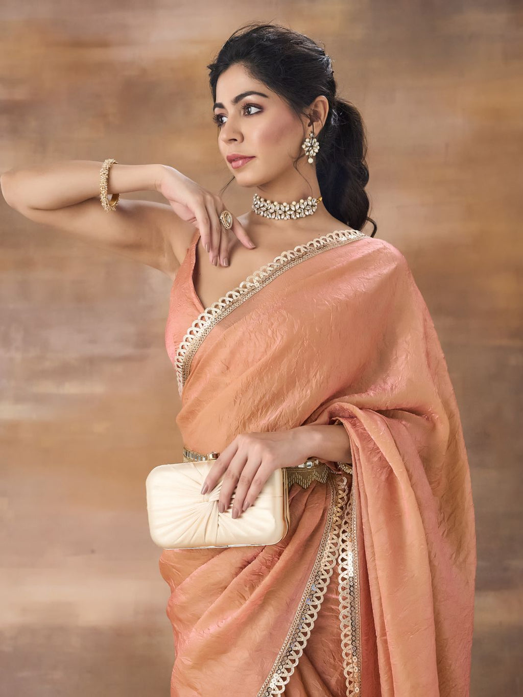 kasee Sequinned Organza Saree - Distacart