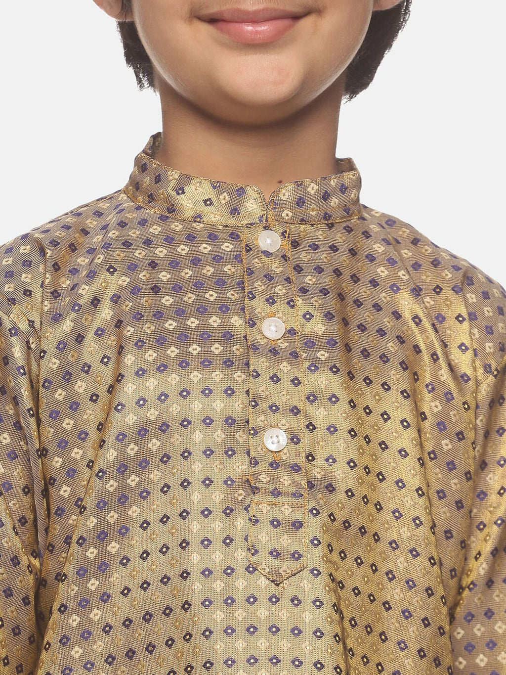 Sethukrishna Boys Gold-Toned Ethnic Motifs Kurta with Pyjamas