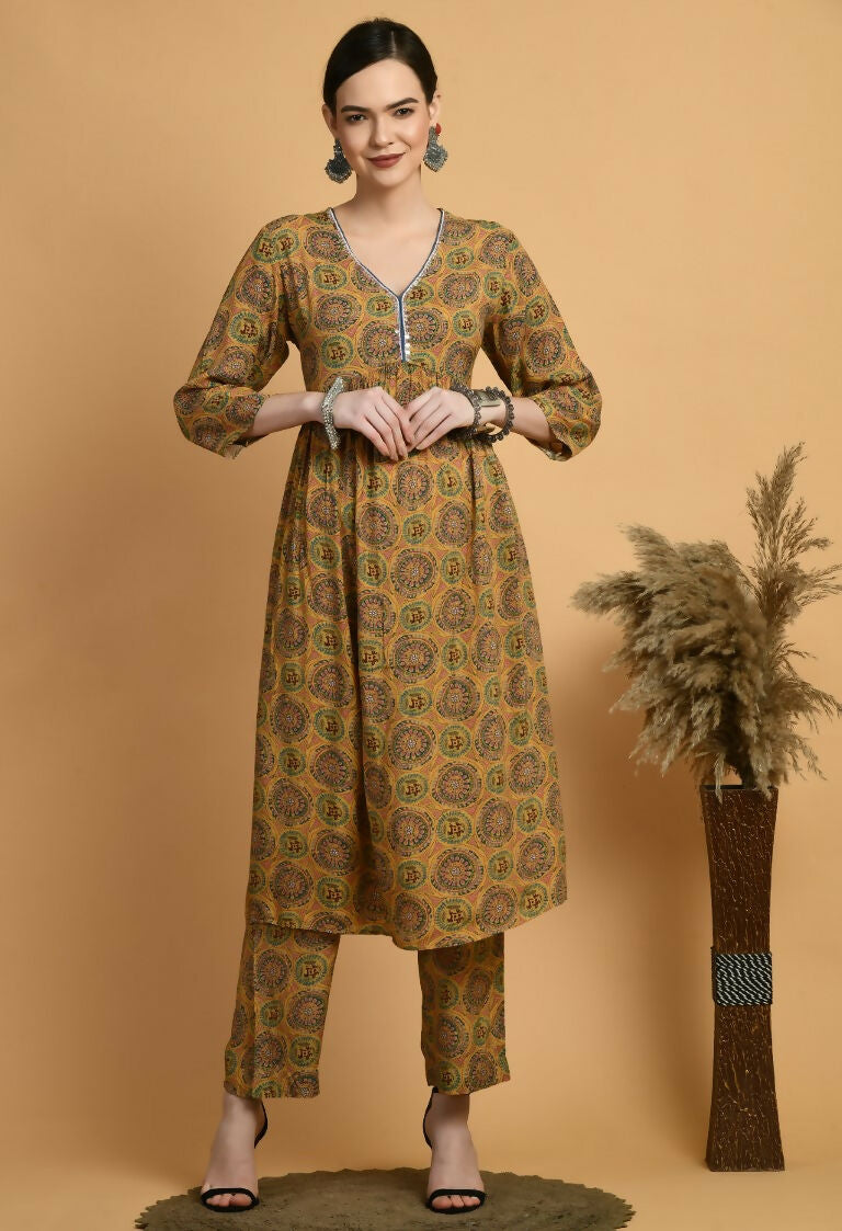 Joban Fashion Mustard Maslin Kurta Set
