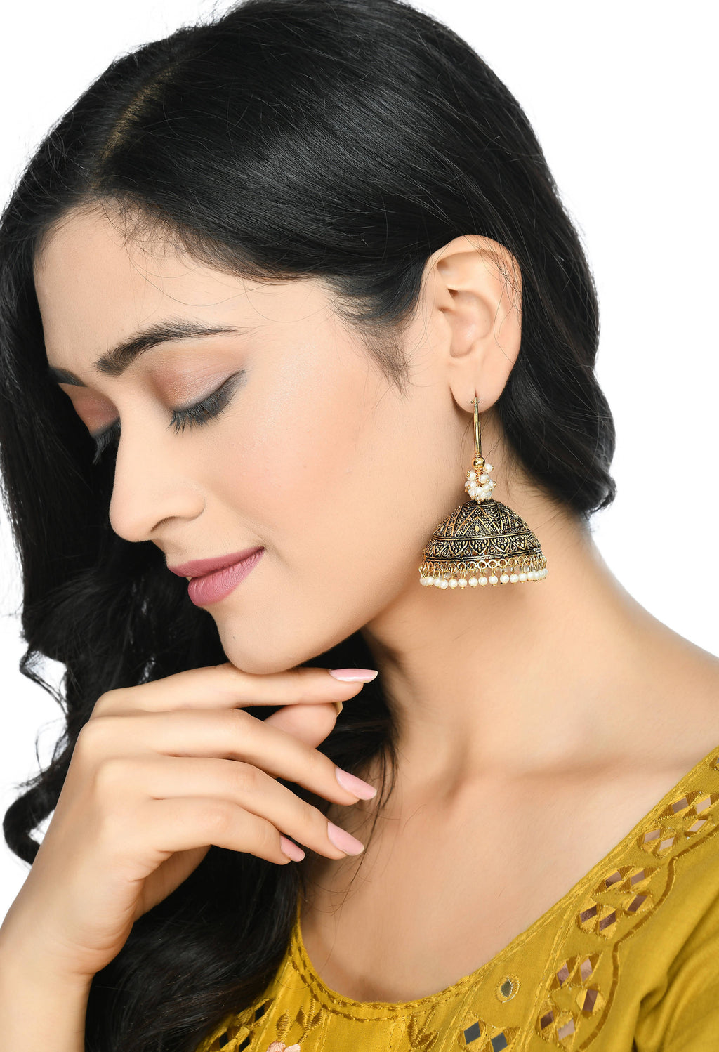 Mominos Fashion Johar Kamal Latest Designer Golden Color Jhumkas - Distacart
