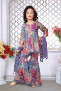 Kids Functional Designer Multi Faux Georgette Sharara Suit - Aaradhna