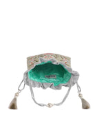 Masq Green & Pink Embellished Embroidered Potli Clutch - Distacart