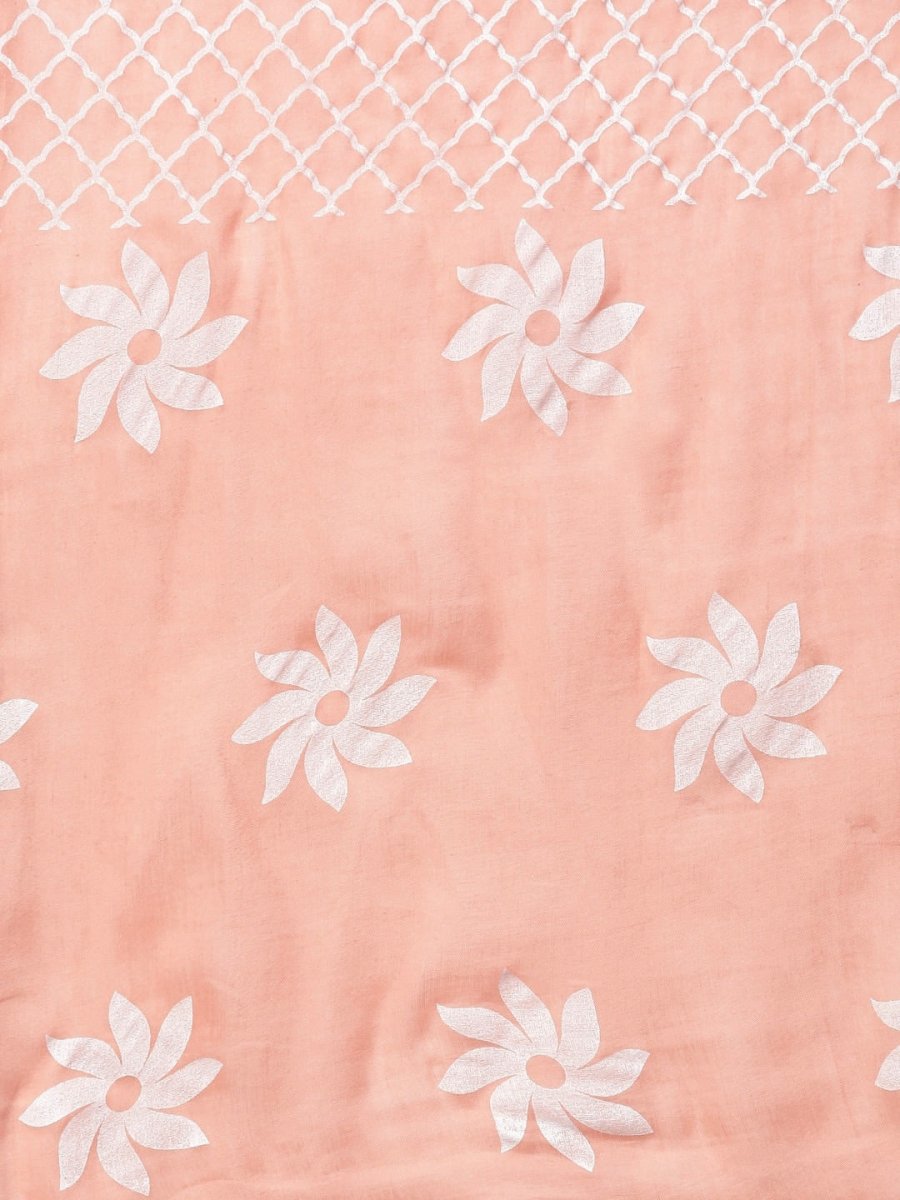 Aks Floral Printed Pure Cotton Straight Kurta With Palazzos & Dupatta