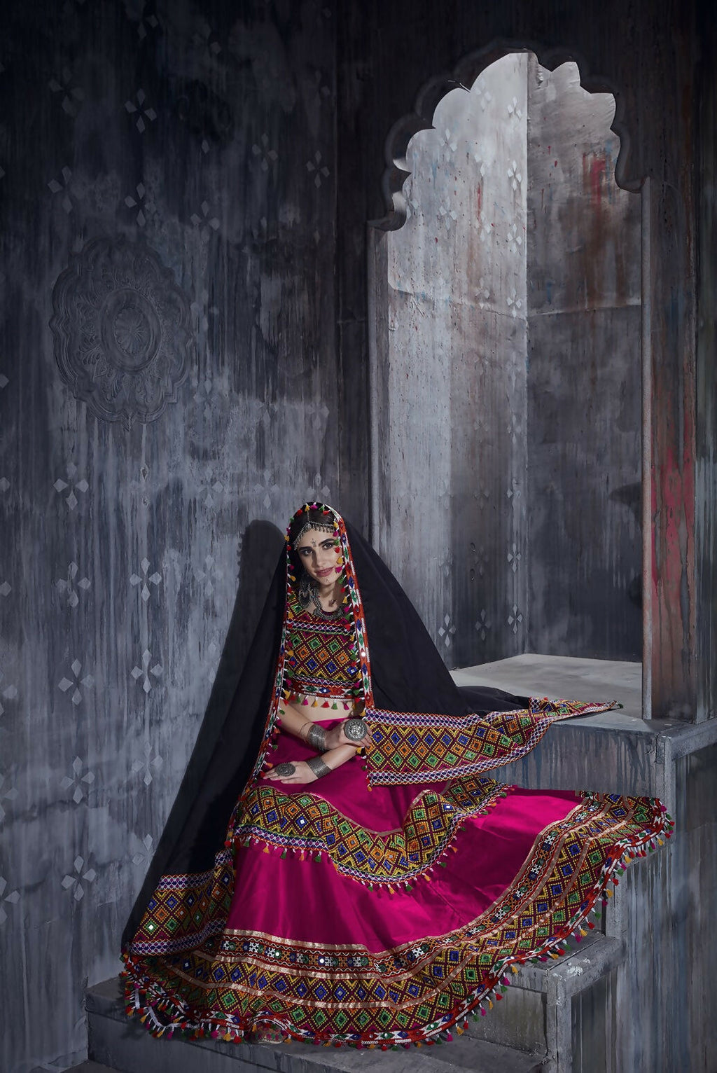 AI Fashion Pink Art Silk Designer Navratri Lehenga Choli Collection