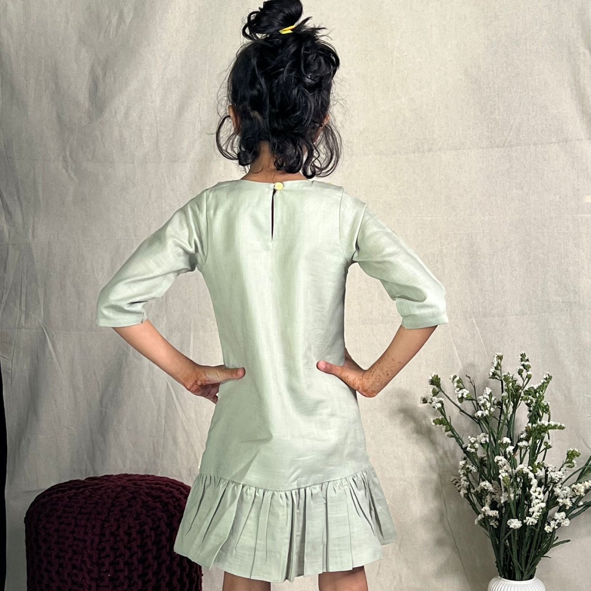 ArthLife Green & Yellow Pepa Collared Dress