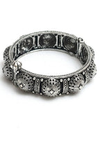 Mominos Fashion Kamal Johar Oxidised Silver-Plated Handcraft Bracelet