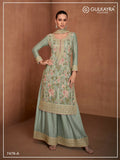 Vastranavya Sea Green Heavy Star Georgette Embroidered Sequins & Mirror Work Classy Pakistani Palazzo Suit