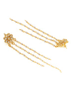 Ruby Raang Gold Long Kundan & Pearl Dangler Earrings - Distacart
