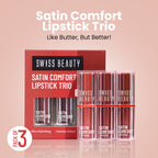 Swiss Beauty Satin Comfort Lipstick Trio 3-In-1 Combo - Nude And Brown - Distacart