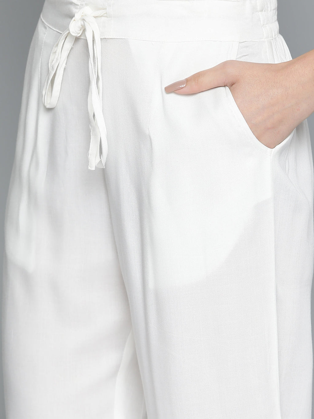 HERE&NOW Women Yellow & Off-White Printed Regular Kurta with Palazzos