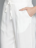 HERE&NOW Women Yellow & Off-White Printed Regular Kurta with Palazzos