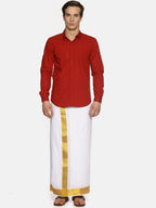 Sethukrishna Men White Solid Double Layer Readymade Dhoti - Distacart