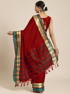Saree Mall Maroon & Gold-Toned Zari Silk Blend Uppada Sarees - Distacart