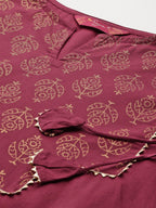 Sangria Ethnic Motifs Printed Gotta Patti Pure Cotton Kurta