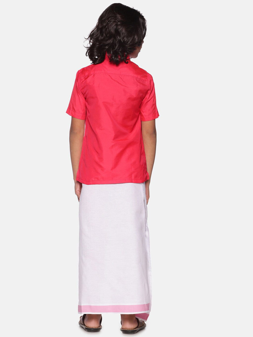 Sethukrishna Boys Pink & White Shirt with Dhoti