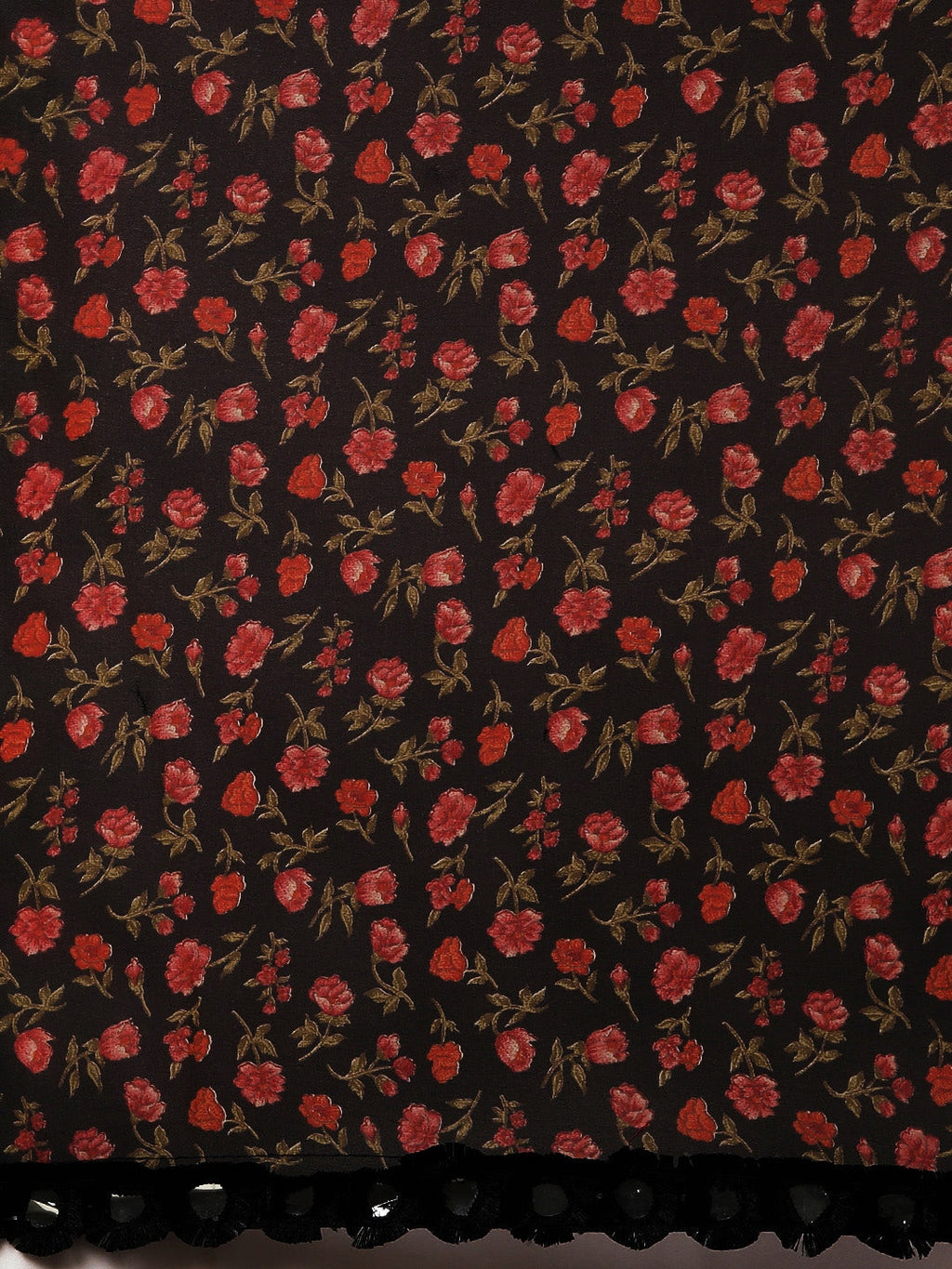 Tikhi Imli Black & Red Poly Georgette Printed Saree - Distacart