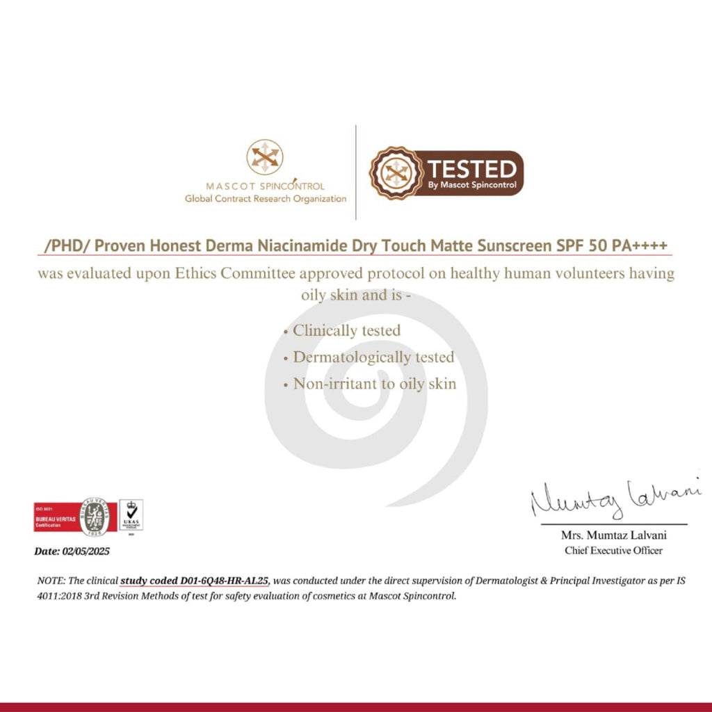 Proven Honest Derma (PHD) Niacinamide Oil-Free Sunscreen SPF 50 PA++++ - Distacart