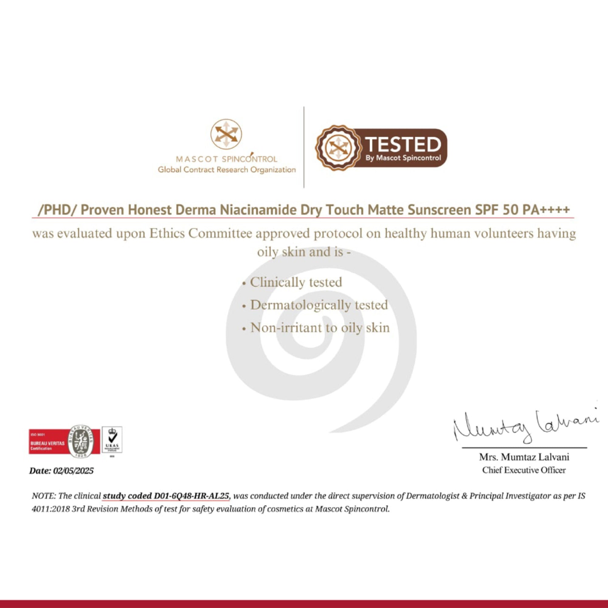 Proven Honest Derma (PHD) Niacinamide Oil-Free Sunscreen SPF 50 PA++++ - Distacart