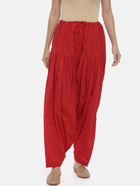 Souchii Red Solid Regular-Fit High-Rise Patiala
