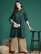 Sangria Ethnic Motifs Printed Gotta Patti Pure Cotton Kurta