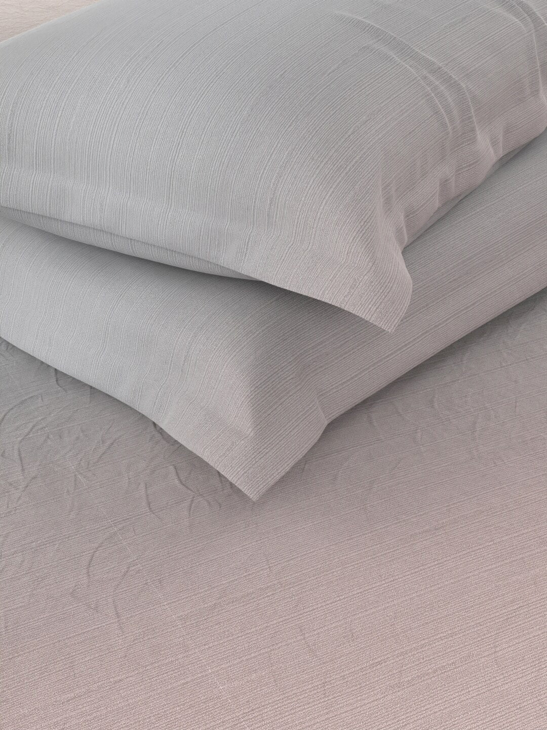 Nautica Grey & Pink 160 TC King Bedsheet With 2 Pillow Covers