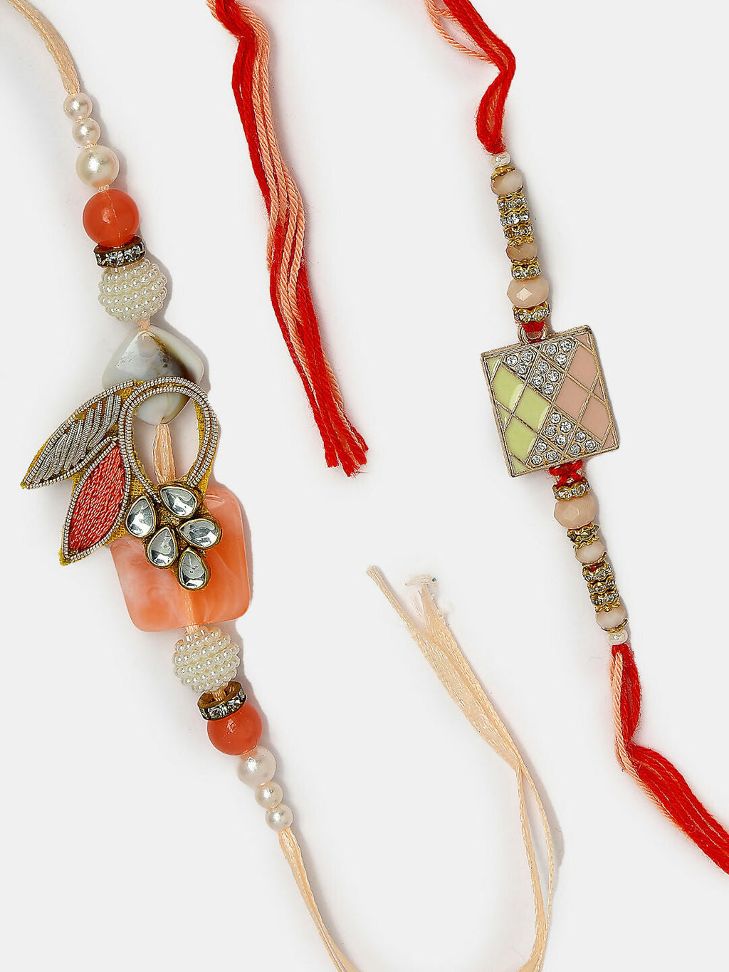 NVR Men Set of 2 Multicolor Stone-Studded Rakhi With Roli Chawal & Chocolate - Distacart