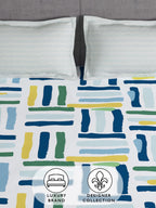 Story@home Arena White & Blue Geometric Printed 180 TC Queen Bedsheet & 2 Pillow Covers - Distacart