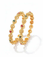 NVR Women Set of 2 Gold Plated Artificial Stone Bangle - Distacart