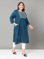 Sztori Floral Embroidered Yoke Design Sequined Straight Kurta