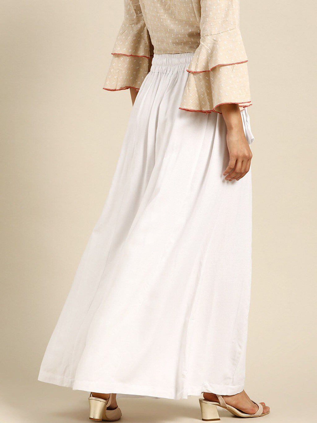 TAG 7 Women Elasticated Flared Ethnic Palazzos