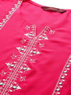 Sangria Floral Embroidered Mirror Work Kurta